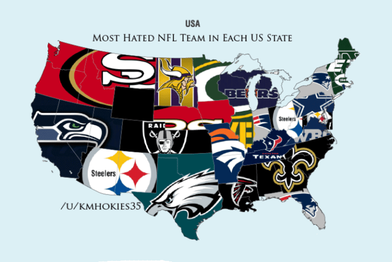 The most hated NFL teams in each state