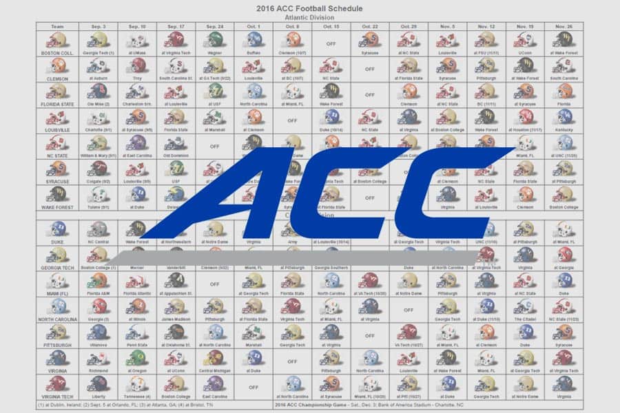 2016 ACC Football Helmet Schedule