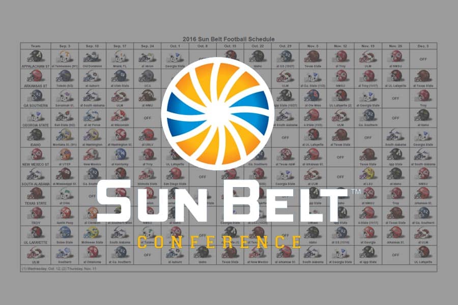 2016 Sun Belt Helmet Schedule
