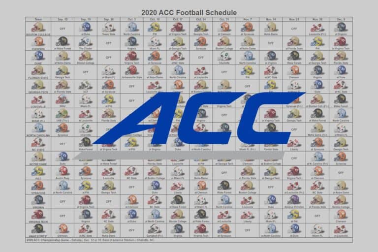 2020 ACC Football Helmet Schedule