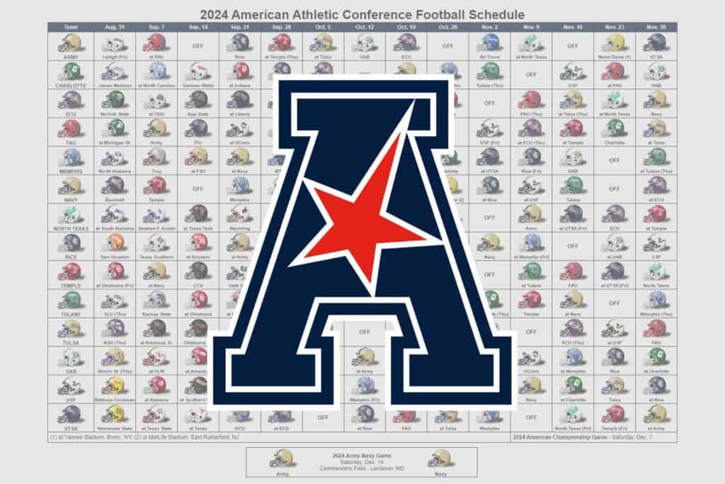 2024 American Athletic Conference Football Helmet Schedule