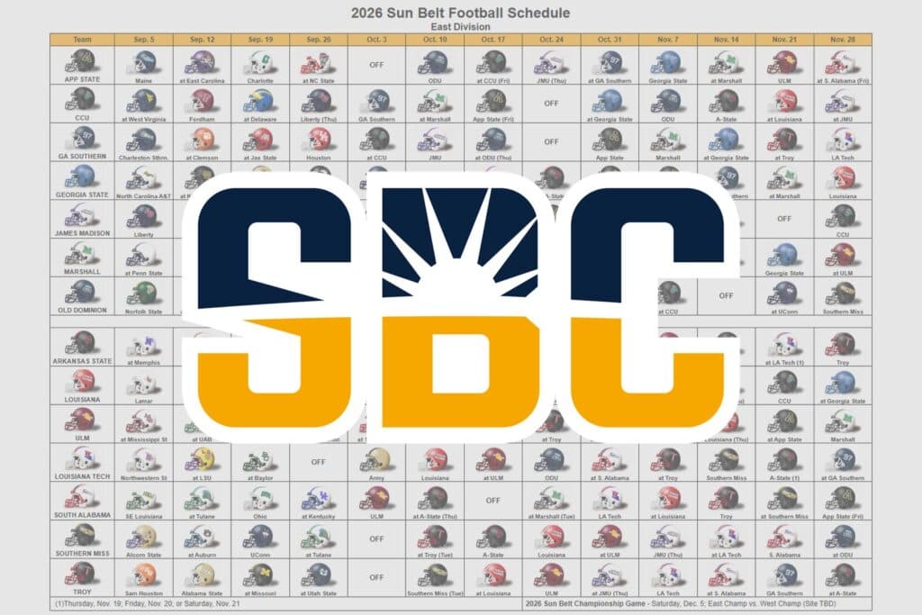 2026 Sun Belt Football Helmet Schedule